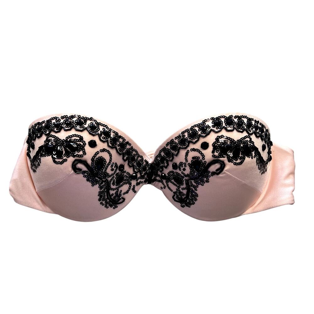 Victoria's Secret Blush Pink Bejewelled Strapless Swim Top Size 34C